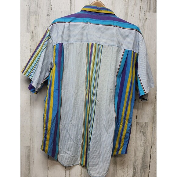 Vintage Colours Shirt Men Large MultiColor Stripe 90's Style By Alexander Julian - Picture 3 of 8